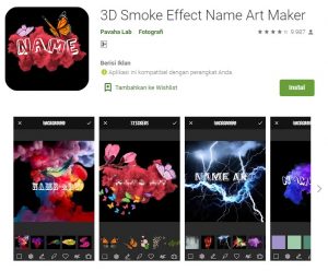 Aplikasi 3D Smoke Effect Name Art Maker