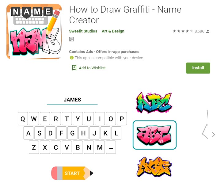 Aplikasi How to Draw Graffiti - Name Creator.