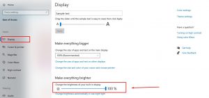 high contrast settings