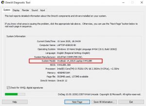 melihat tipe laptop melalui dxdiag