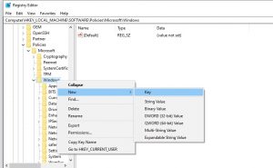 menu registry editor