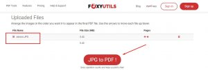 proses konversi jpg to pdf foxyutils