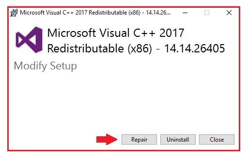 Proses Repair Visual C++