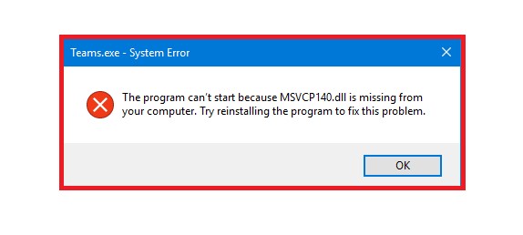 the program can't start because msvcp140.dll is missing